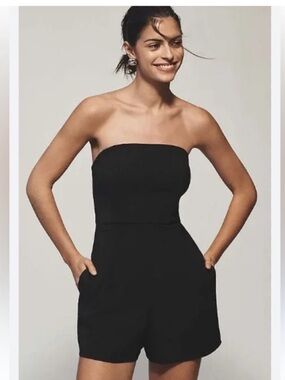 New! Anthropologie HUTCH Strapless Smart Romper Black NWT small